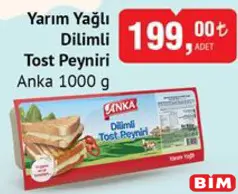 ANKA YARIM YAĞLI DİLİMLİ TOST PEYNİRİ 1000 G
